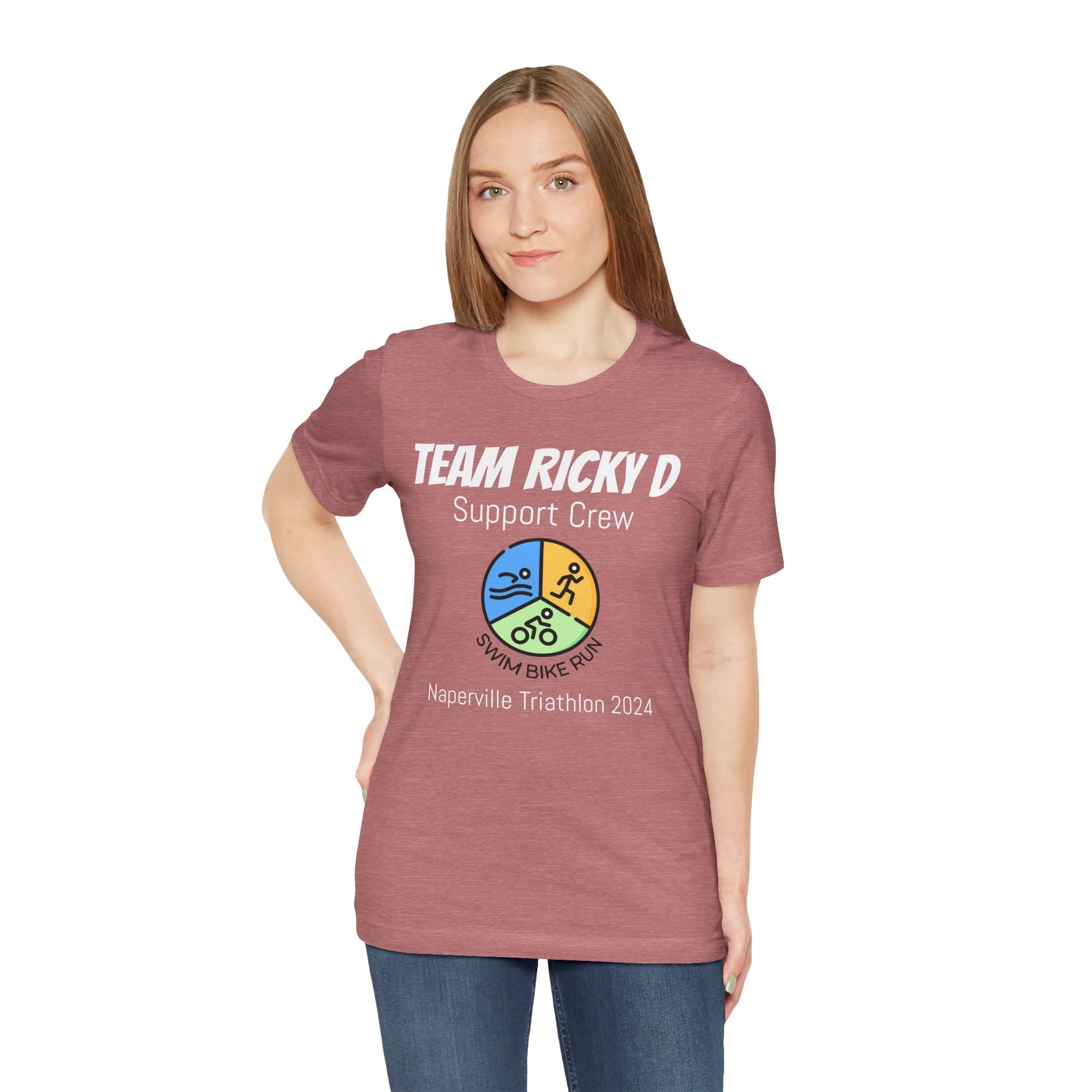Customized Triathlon Support Crew T-Shirt - 3 Personalization Fields: Name, Race, and Year - Color Wheel - Unisex - Forward Gear Athletics
