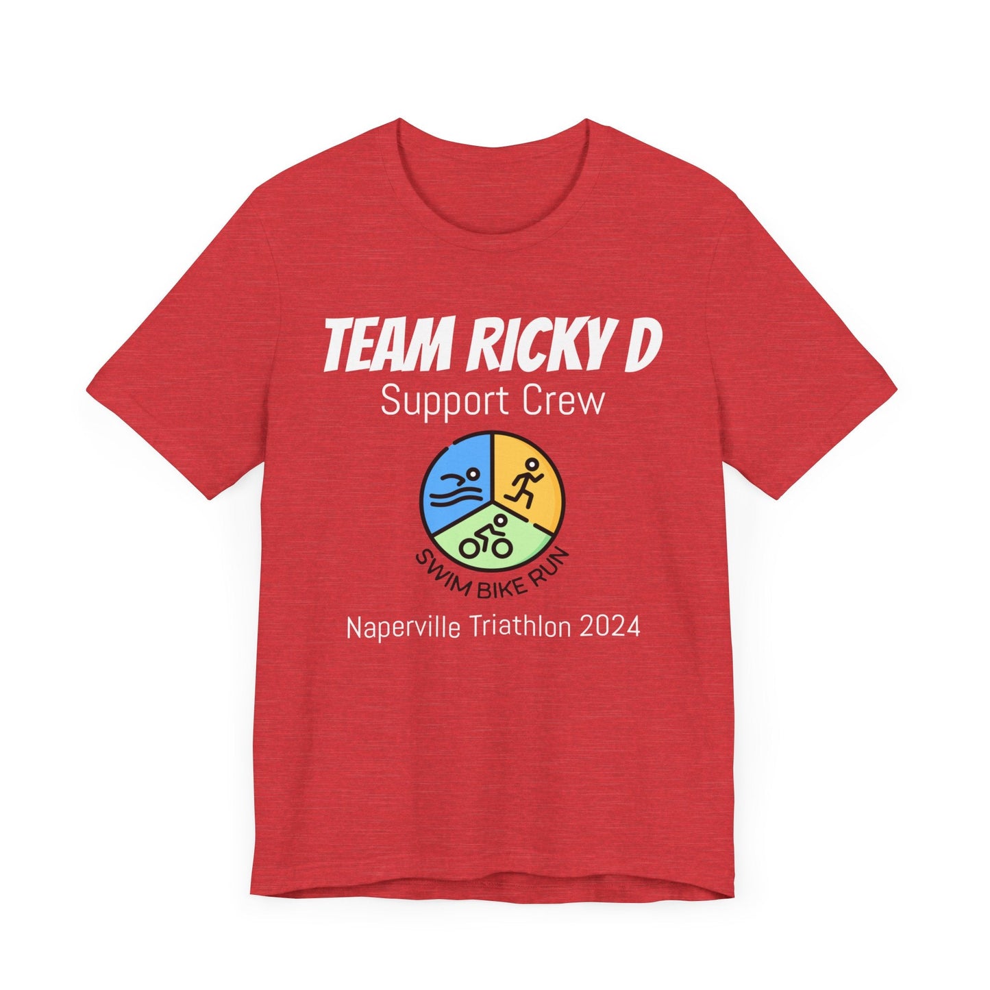 Customized Triathlon Support Crew T-Shirt - 3 Personalization Fields: Name, Race, and Year - Color Wheel - Unisex - Forward Gear Athletics