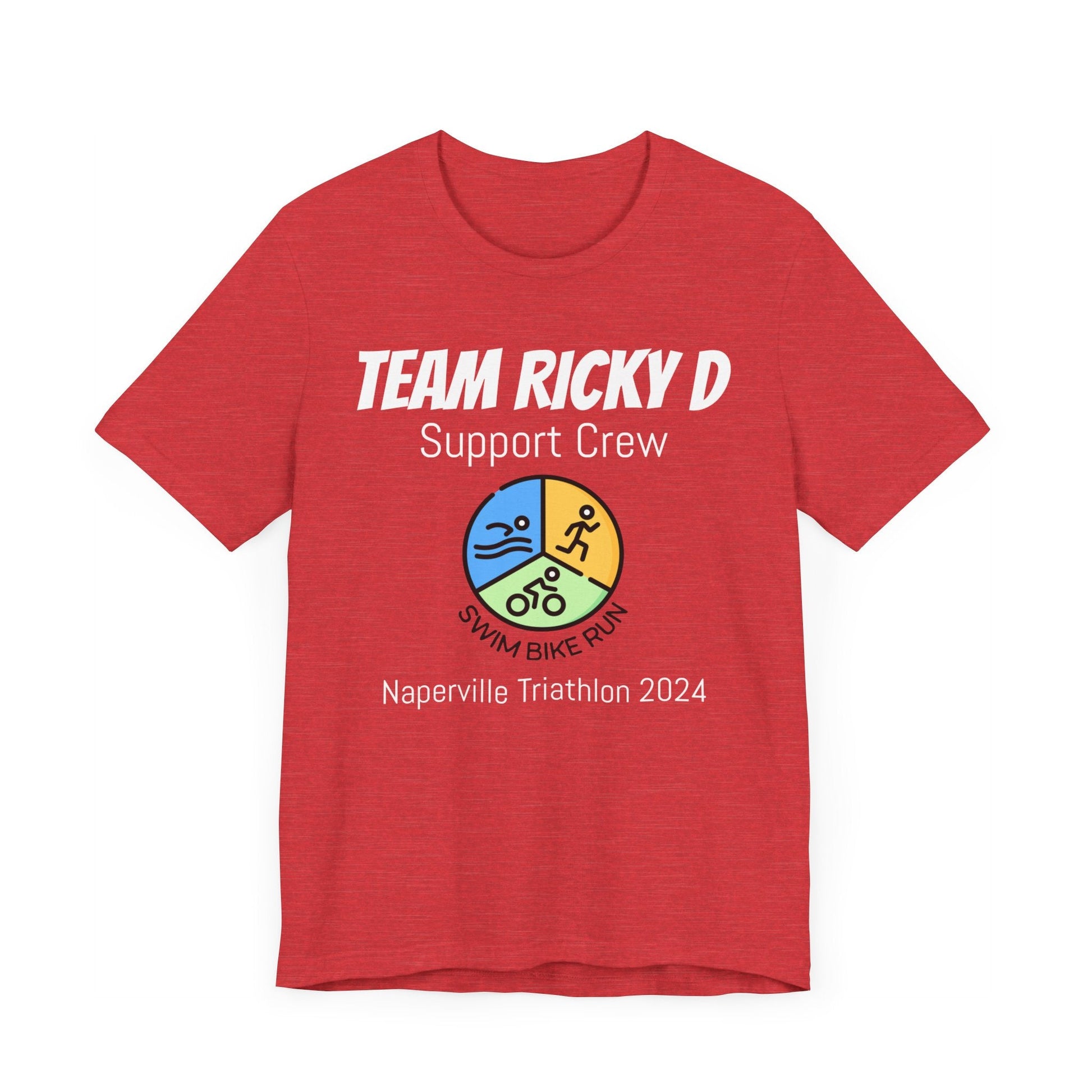 Customized Triathlon Support Crew T-Shirt - 3 Personalization Fields: Name, Race, and Year - Color Wheel - Unisex - Forward Gear Athletics
