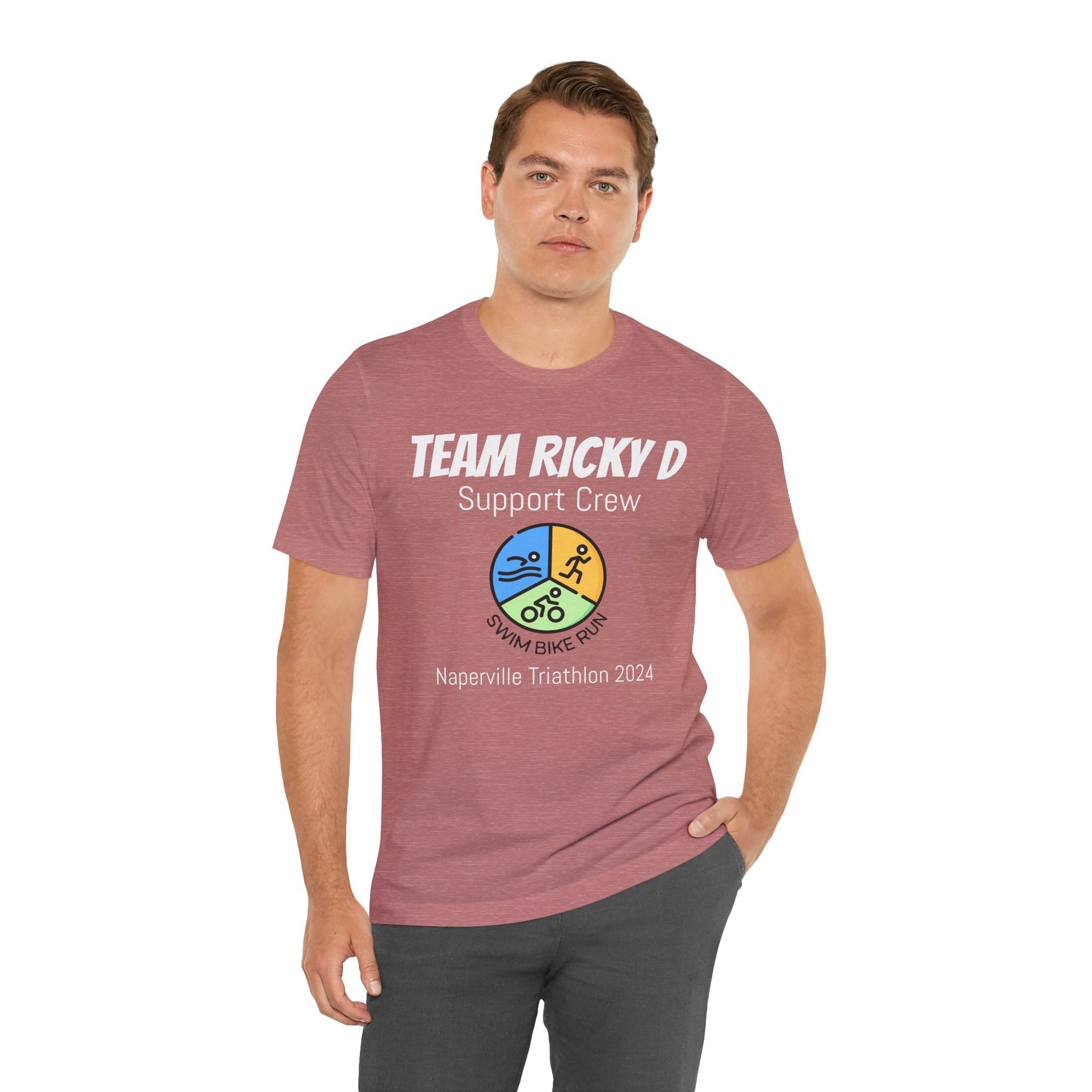 Customized Triathlon Support Crew T-Shirt - 3 Personalization Fields: Name, Race, and Year - Color Wheel - Unisex - Forward Gear Athletics