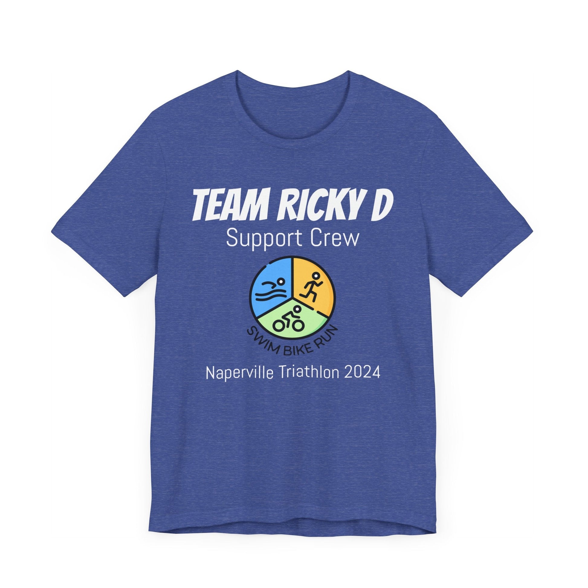 Customized Triathlon Support Crew T-Shirt - 3 Personalization Fields: Name, Race, and Year - Color Wheel - Unisex - Forward Gear Athletics