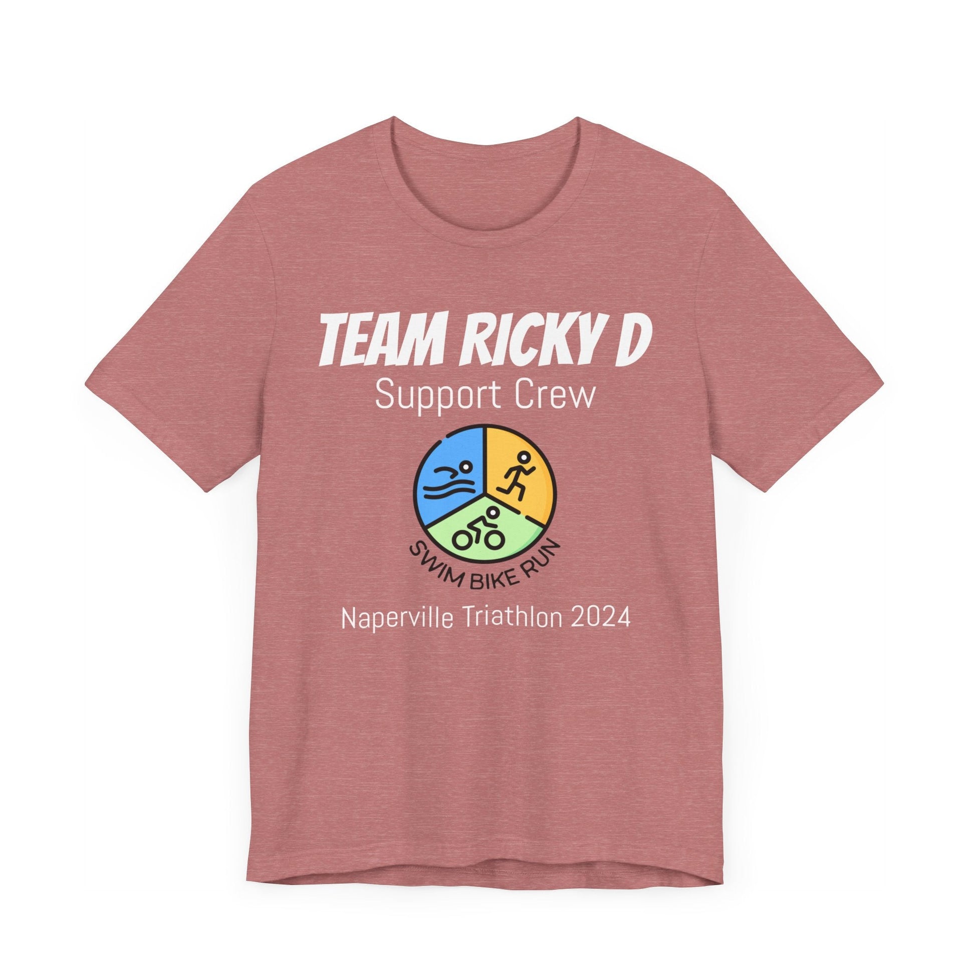 Customized Triathlon Support Crew T-Shirt - 3 Personalization Fields: Name, Race, and Year - Color Wheel - Unisex - Forward Gear Athletics