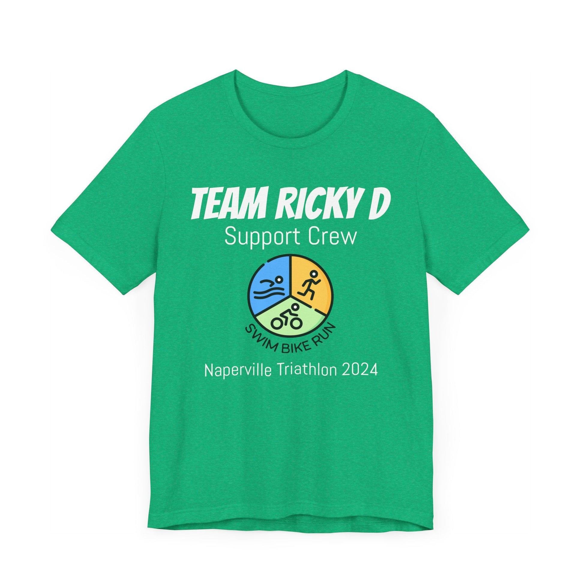 Customized Triathlon Support Crew T-Shirt - 3 Personalization Fields: Name, Race, and Year - Color Wheel - Unisex - Forward Gear Athletics