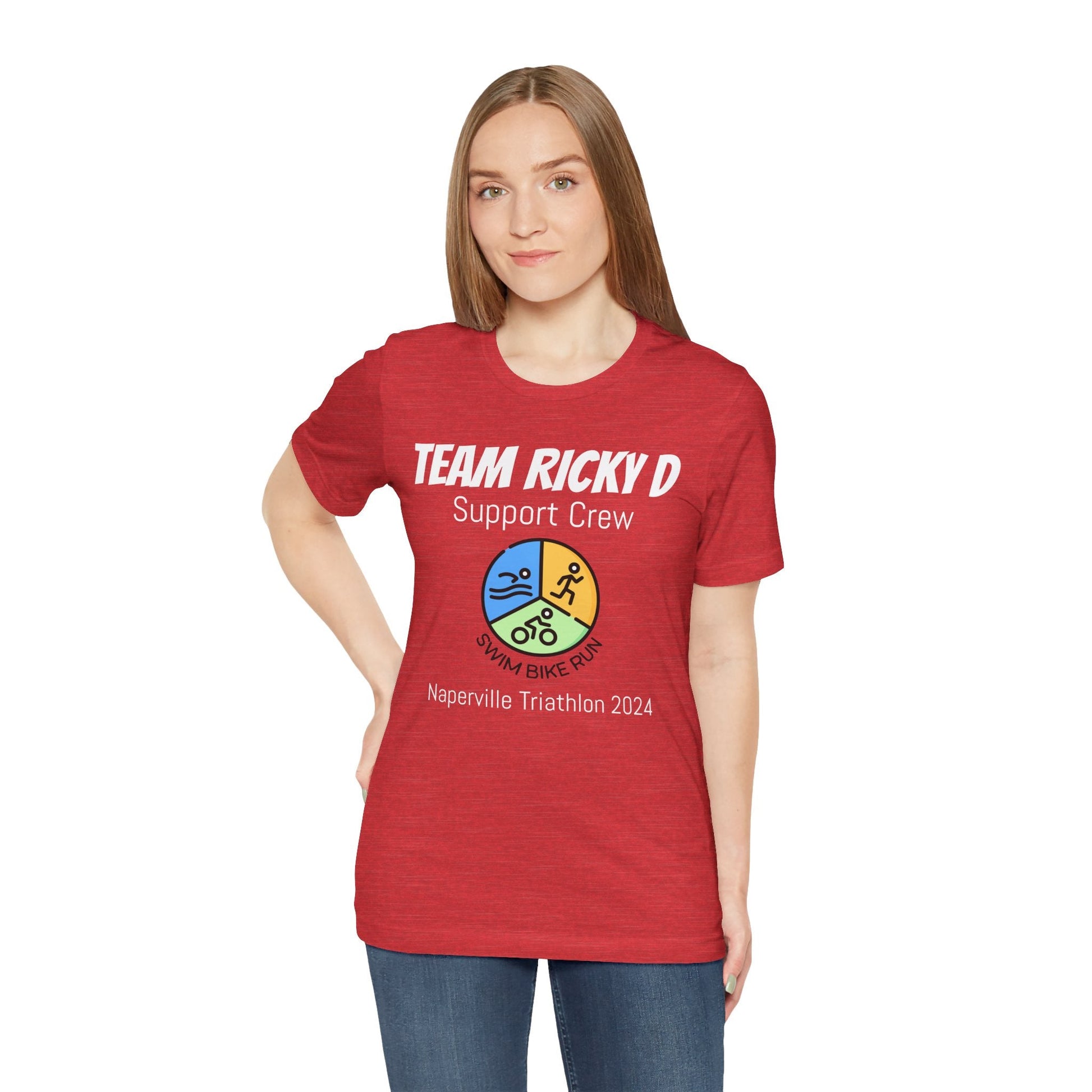 Customized Triathlon Support Crew T-Shirt - 3 Personalization Fields: Name, Race, and Year - Color Wheel - Unisex - Forward Gear Athletics