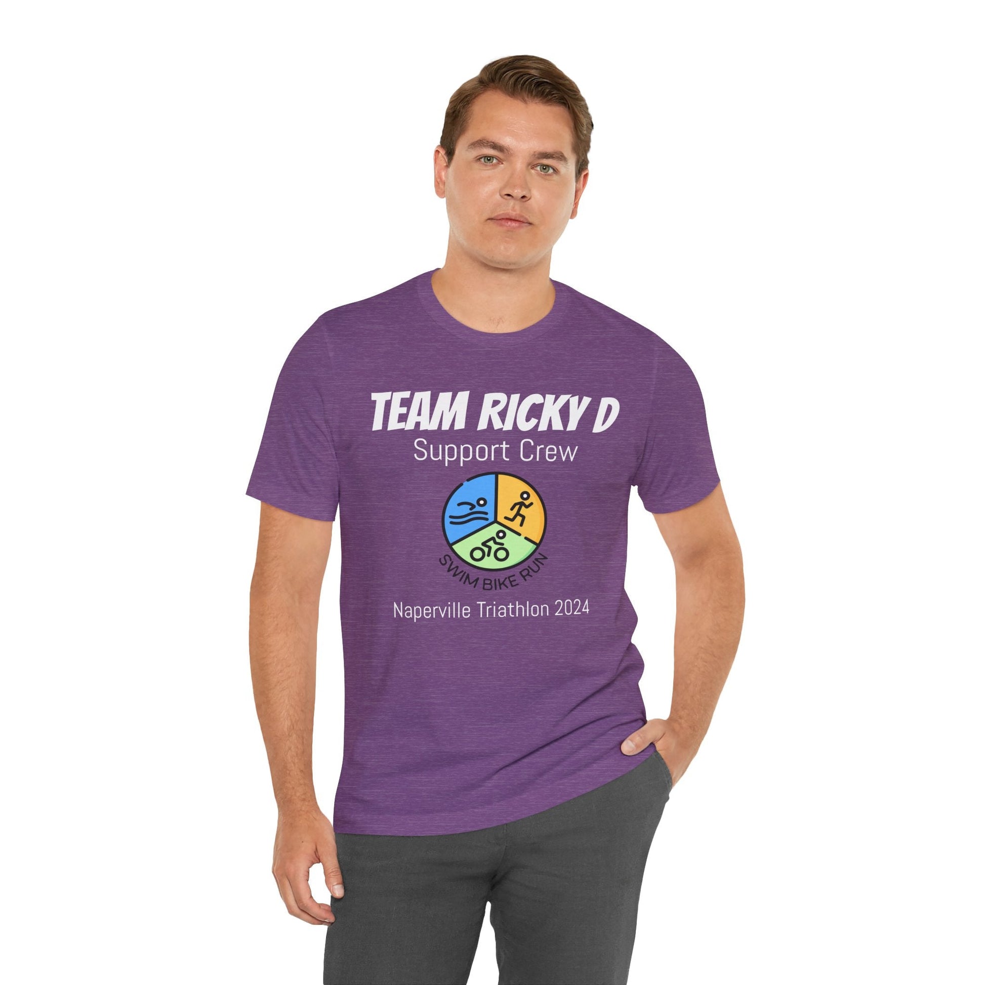Customized Triathlon Support Crew T-Shirt - 3 Personalization Fields: Name, Race, and Year - Color Wheel - Unisex - Forward Gear Athletics