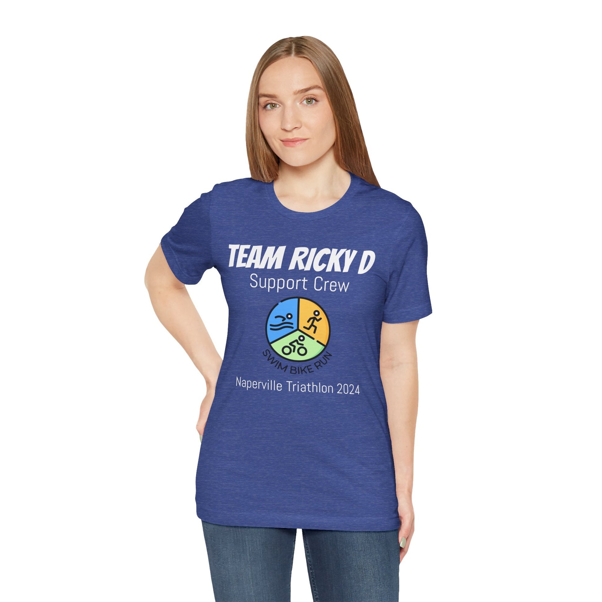 Customized Triathlon Support Crew T-Shirt - 3 Personalization Fields: Name, Race, and Year - Color Wheel - Unisex - Forward Gear Athletics