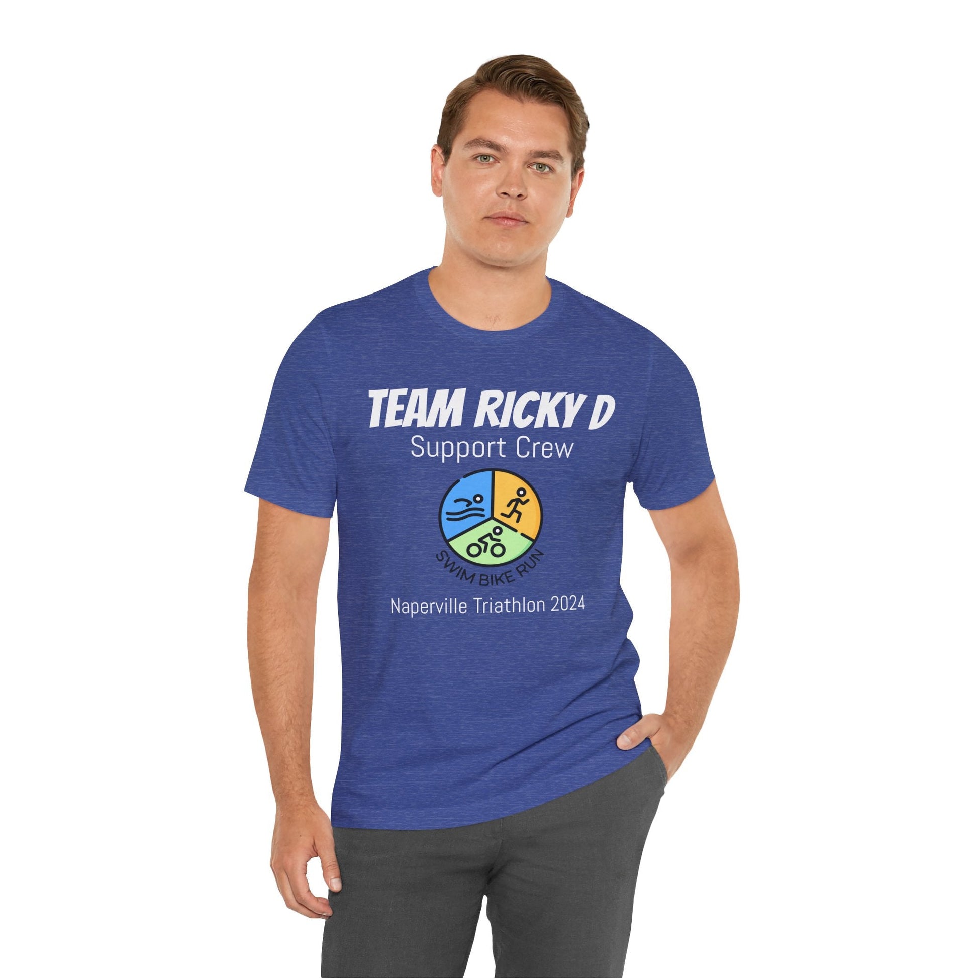 Customized Triathlon Support Crew T-Shirt - 3 Personalization Fields: Name, Race, and Year - Color Wheel - Unisex - Forward Gear Athletics