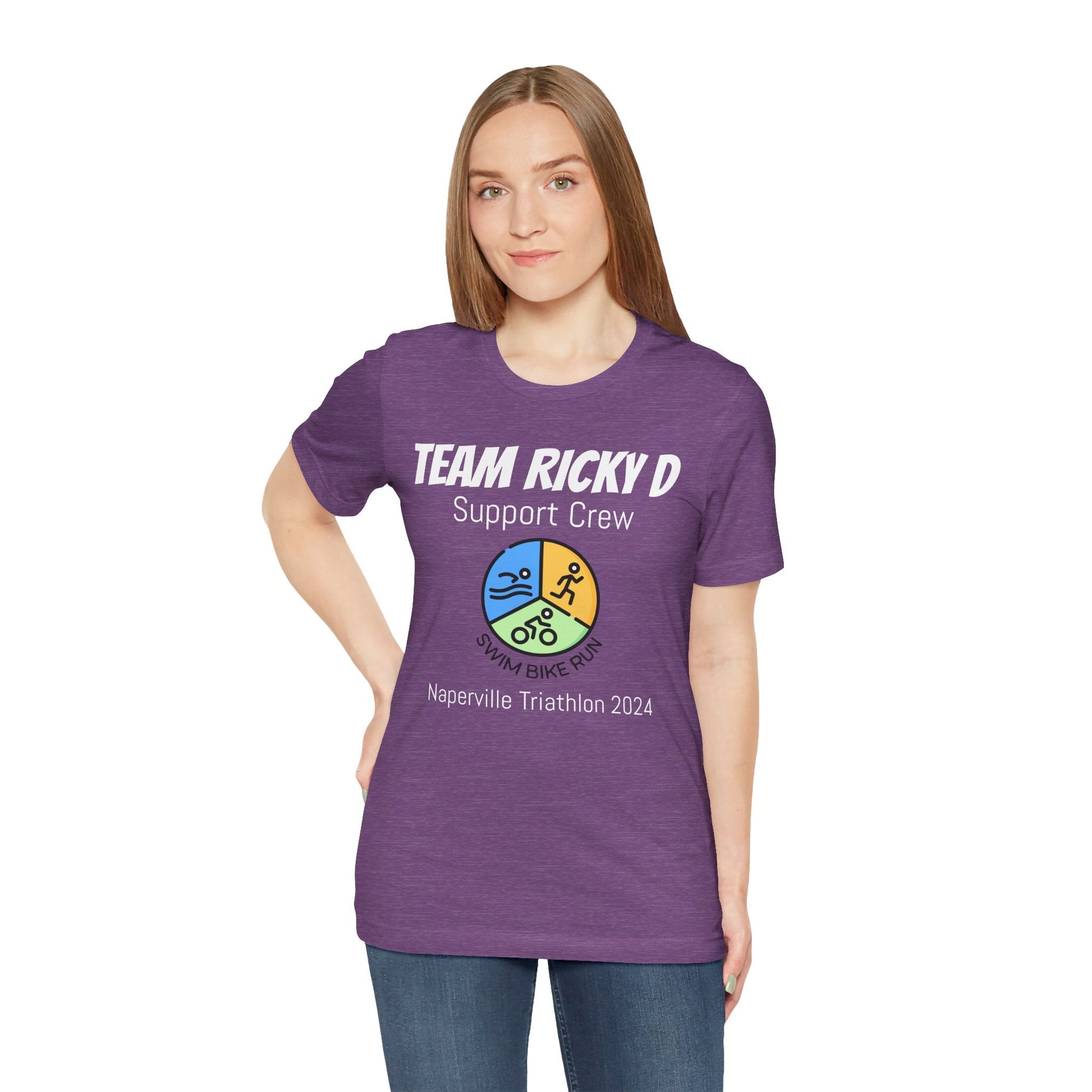 Customized Triathlon Support Crew T-Shirt - 3 Personalization Fields: Name, Race, and Year - Color Wheel - Unisex - Forward Gear Athletics