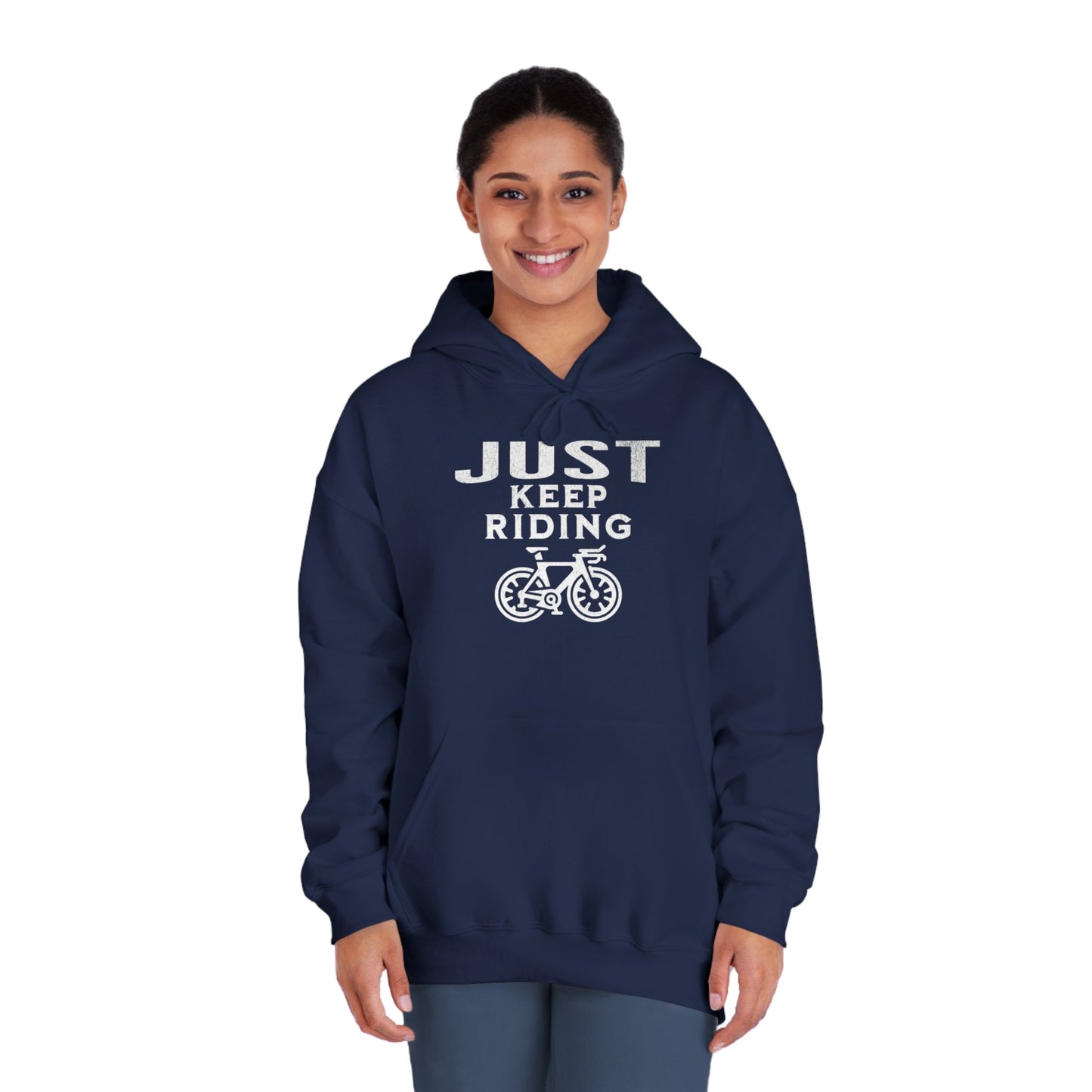 Cycling - Just Keep Moving (White print) Hoodie - Unisex - Forward Gear Athletics