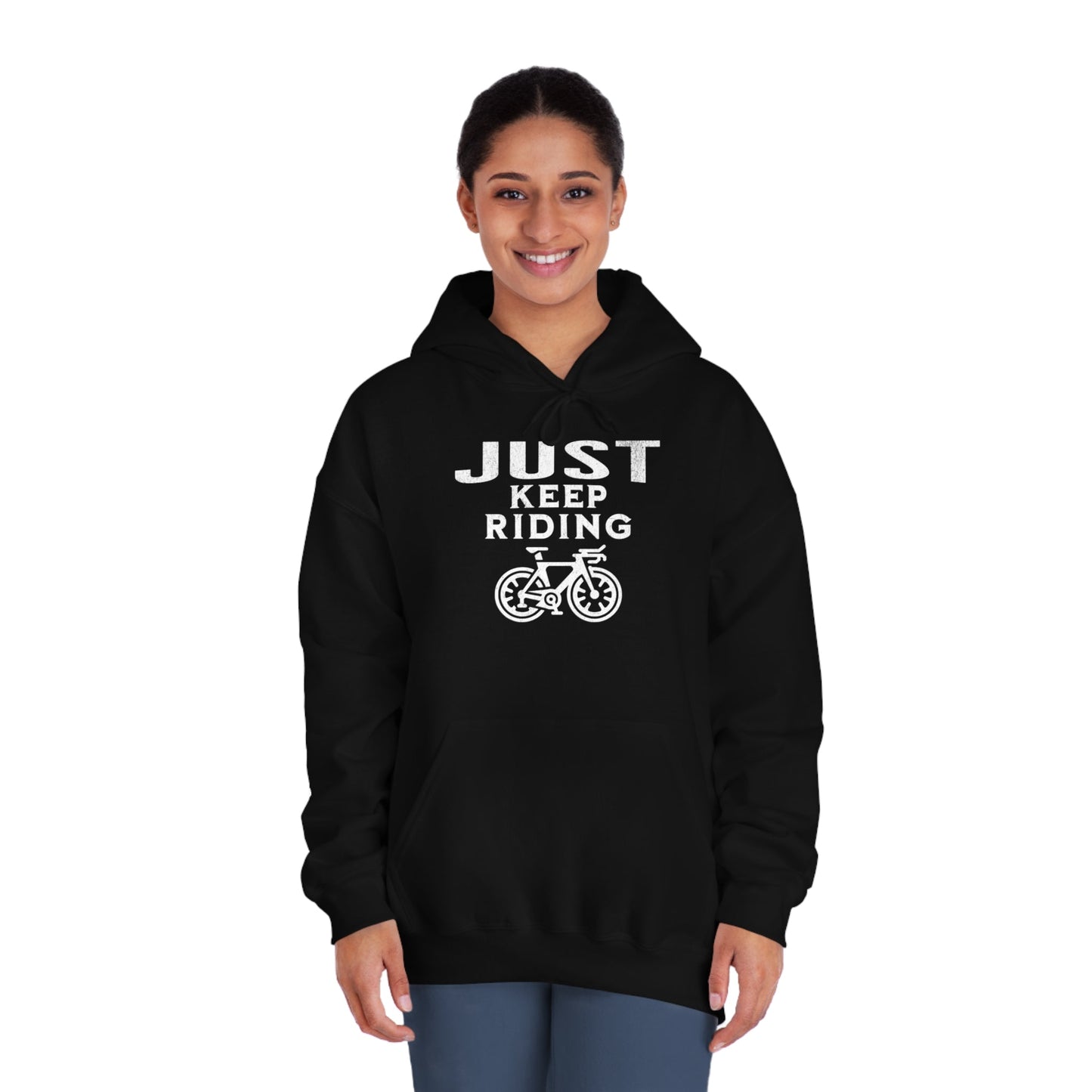 Cycling - Just Keep Moving (White print) Hoodie - Unisex - Forward Gear Athletics