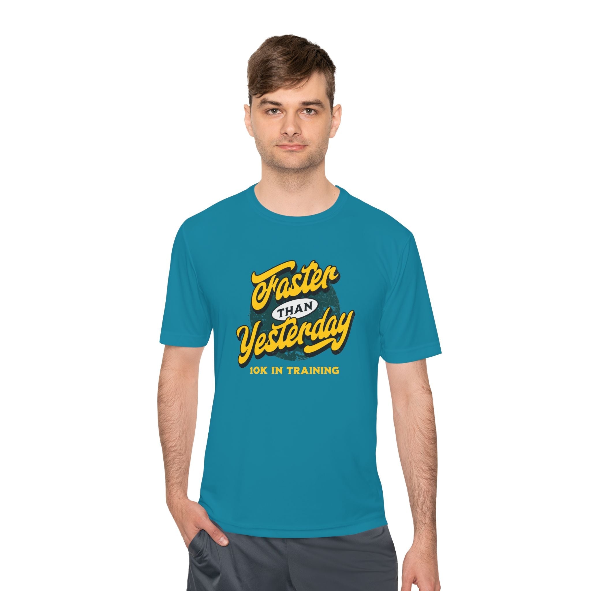 Faster Than Yesterday 10k In Training Moisture Wicking Tee - Unisex - Forward Gear Athletics