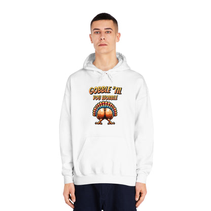 Gobble Till You Wobble - Turkey Behind - Unisex DryBlend® Hooded Sweatshirt - Forward Gear Athletics