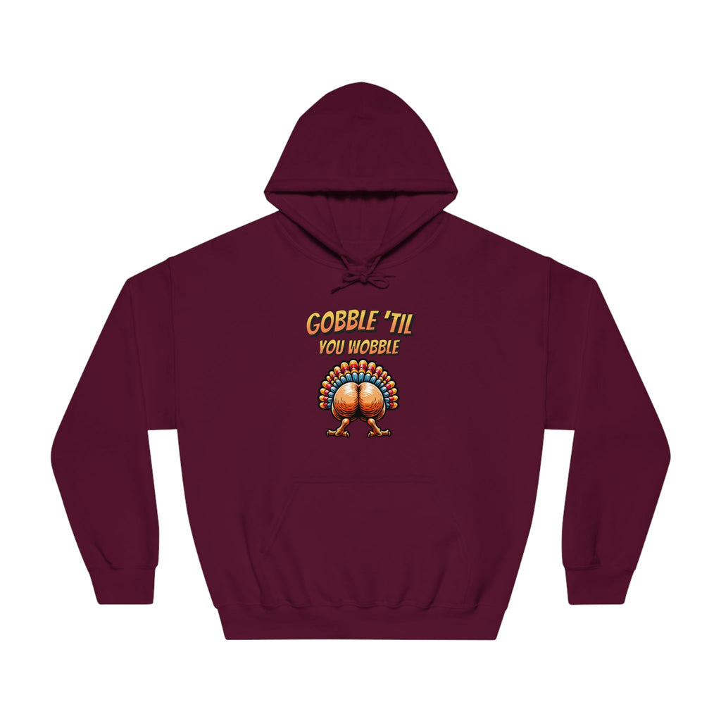 Gobble Till You Wobble - Turkey Behind - Unisex DryBlend® Hooded Sweatshirt - Forward Gear Athletics