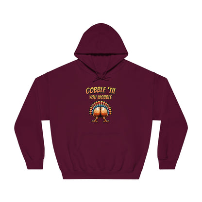 Gobble Till You Wobble - Turkey Behind - Unisex DryBlend® Hooded Sweatshirt - Forward Gear Athletics