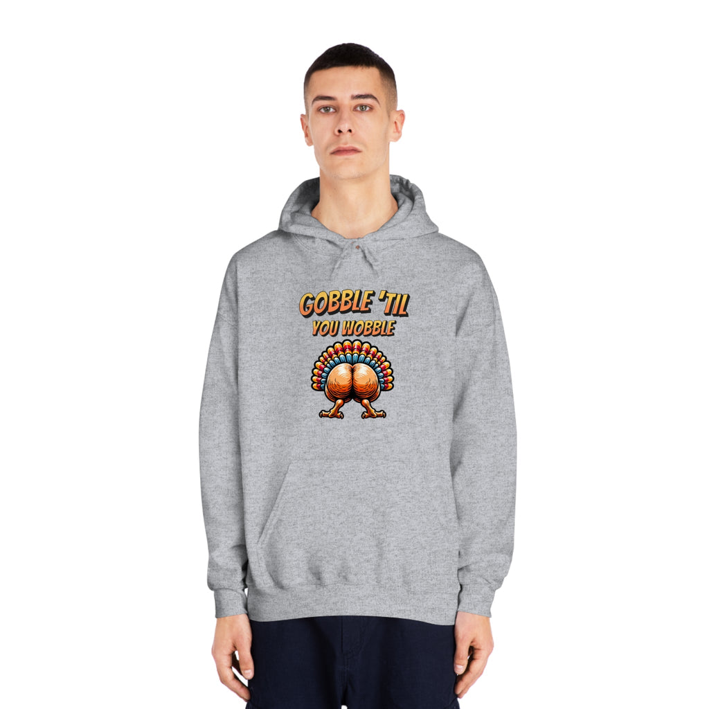 Gobble Till You Wobble - Turkey Behind - Unisex DryBlend® Hooded Sweatshirt - Forward Gear Athletics