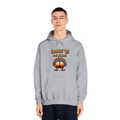 Gobble Till You Wobble - Turkey Behind - Unisex DryBlend® Hooded Sweatshirt - Forward Gear Athletics