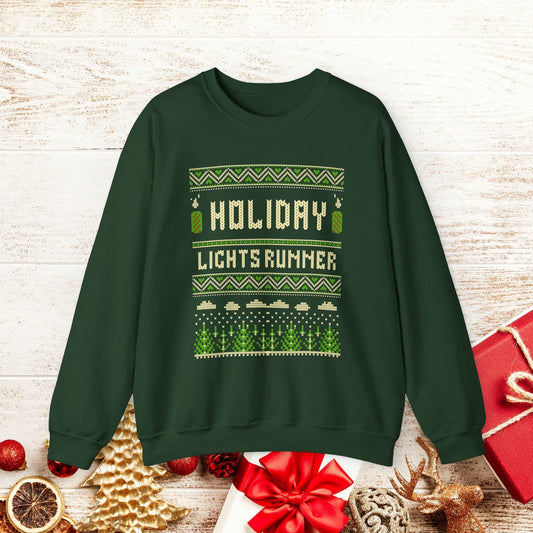 Holiday Lights Runner - Unisex Crewneck Sweatshirt - Forward Gear Athletics