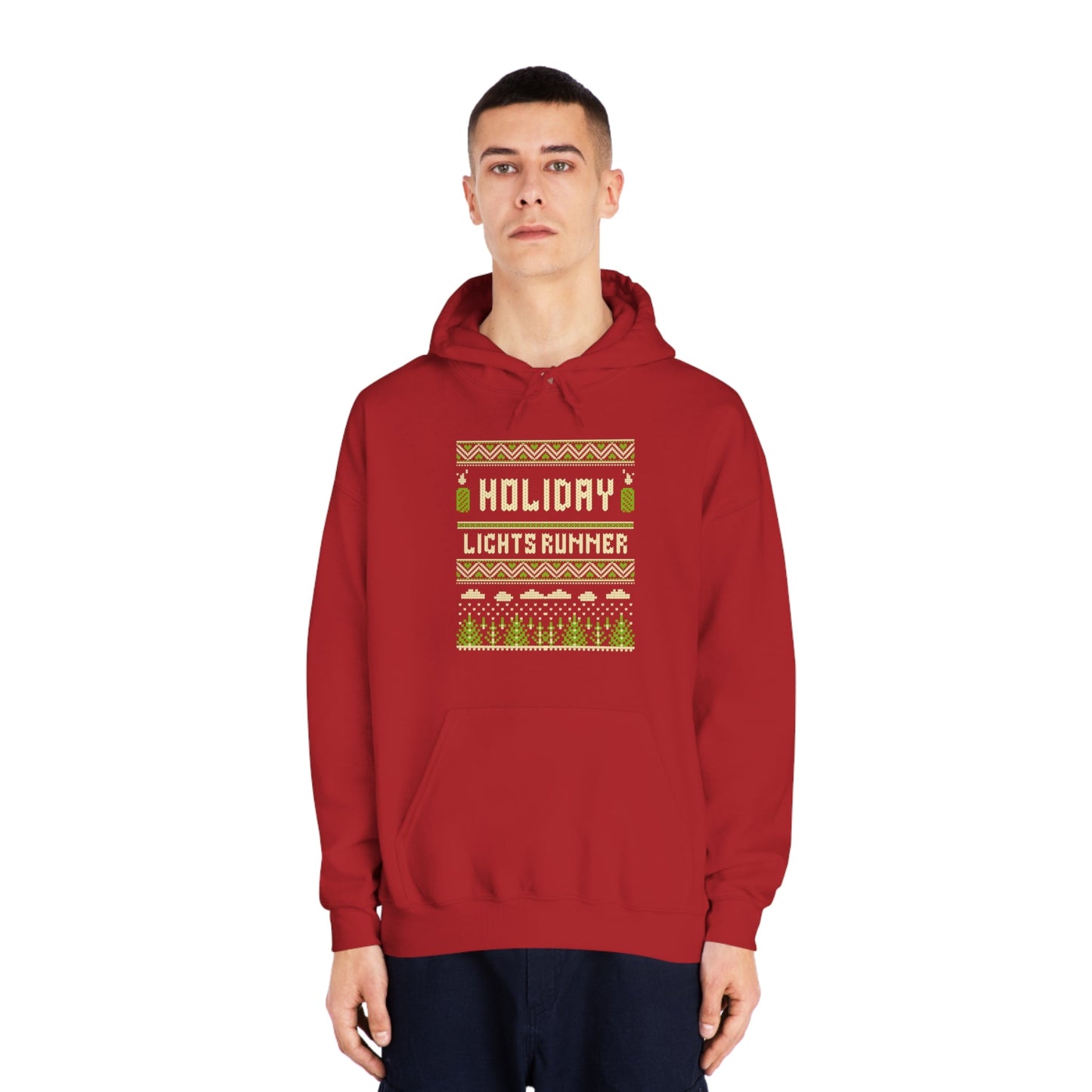 Holiday Lights Runner - Unisex DryBlend Hooded Sweatshirt - Forward Gear Athletics