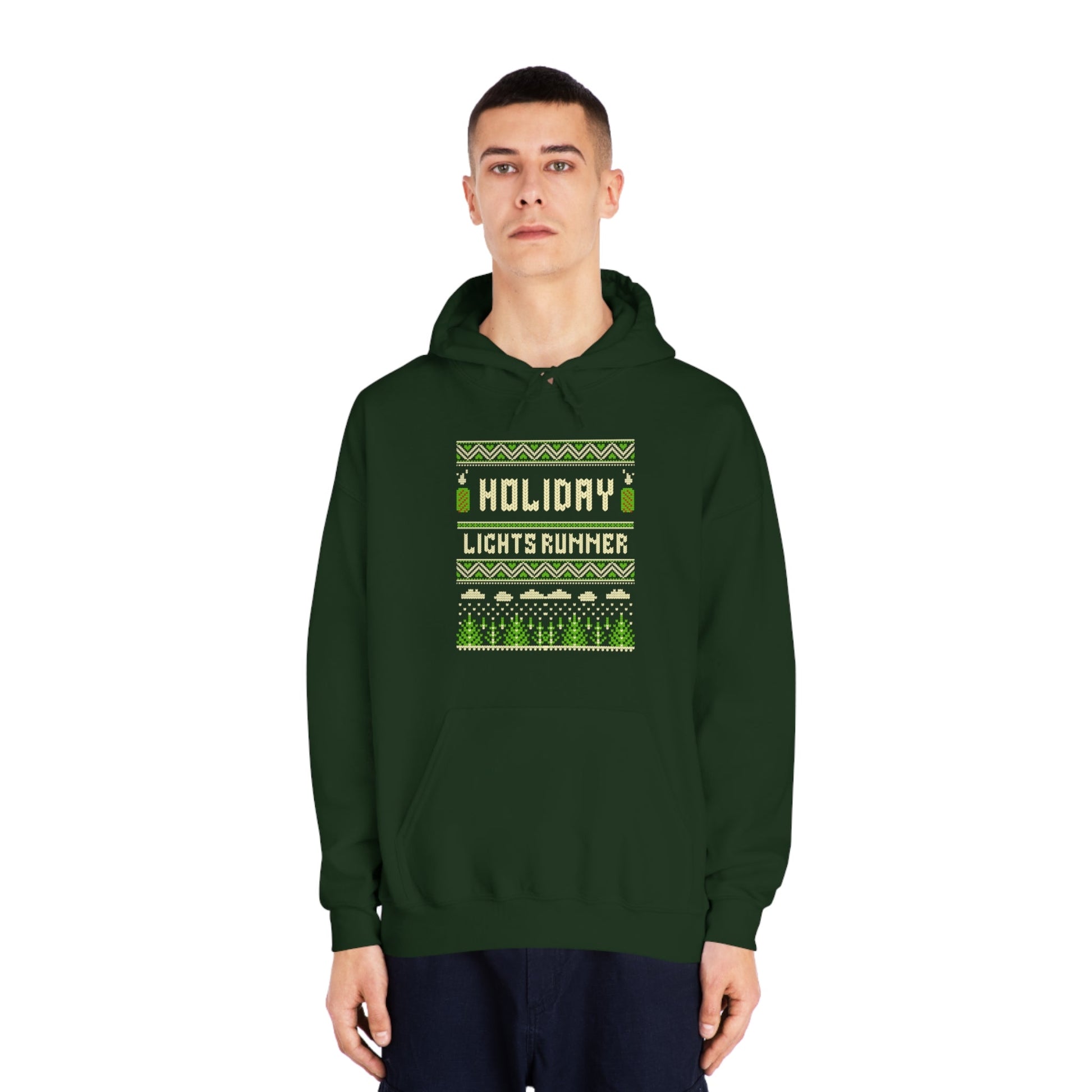 Holiday Lights Runner - Unisex DryBlend Hooded Sweatshirt - Forward Gear Athletics