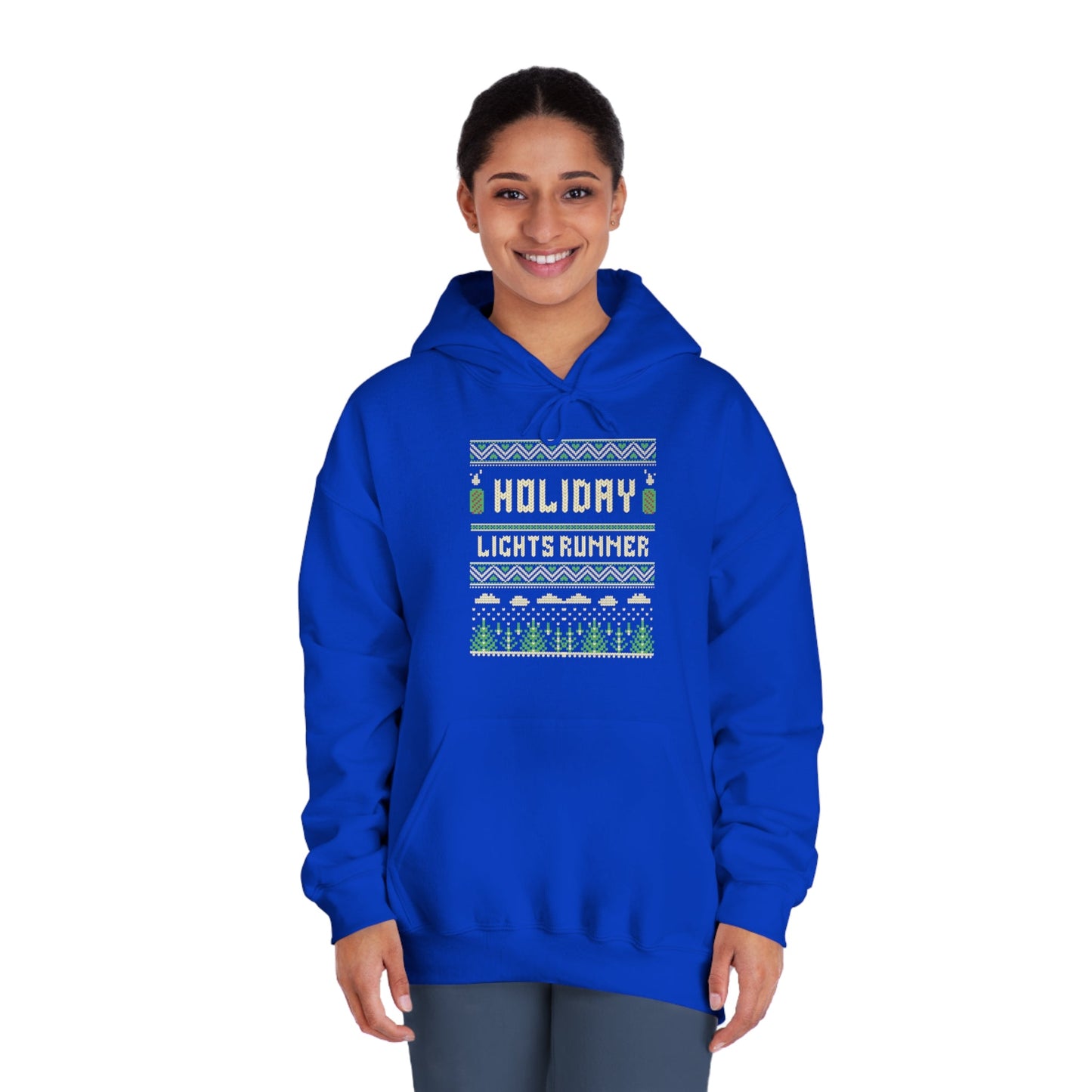 Holiday Lights Runner - Unisex DryBlend Hooded Sweatshirt - Forward Gear Athletics