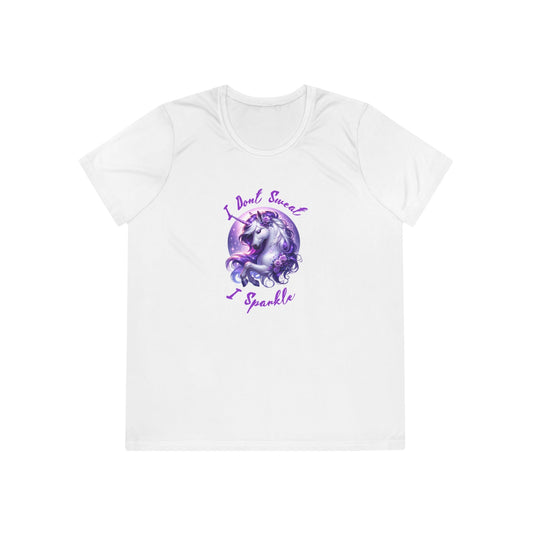 I Don't Sweat I Sparkle - Purple Unicorn - Ladies Competitor Tee - Forward Gear Athletics