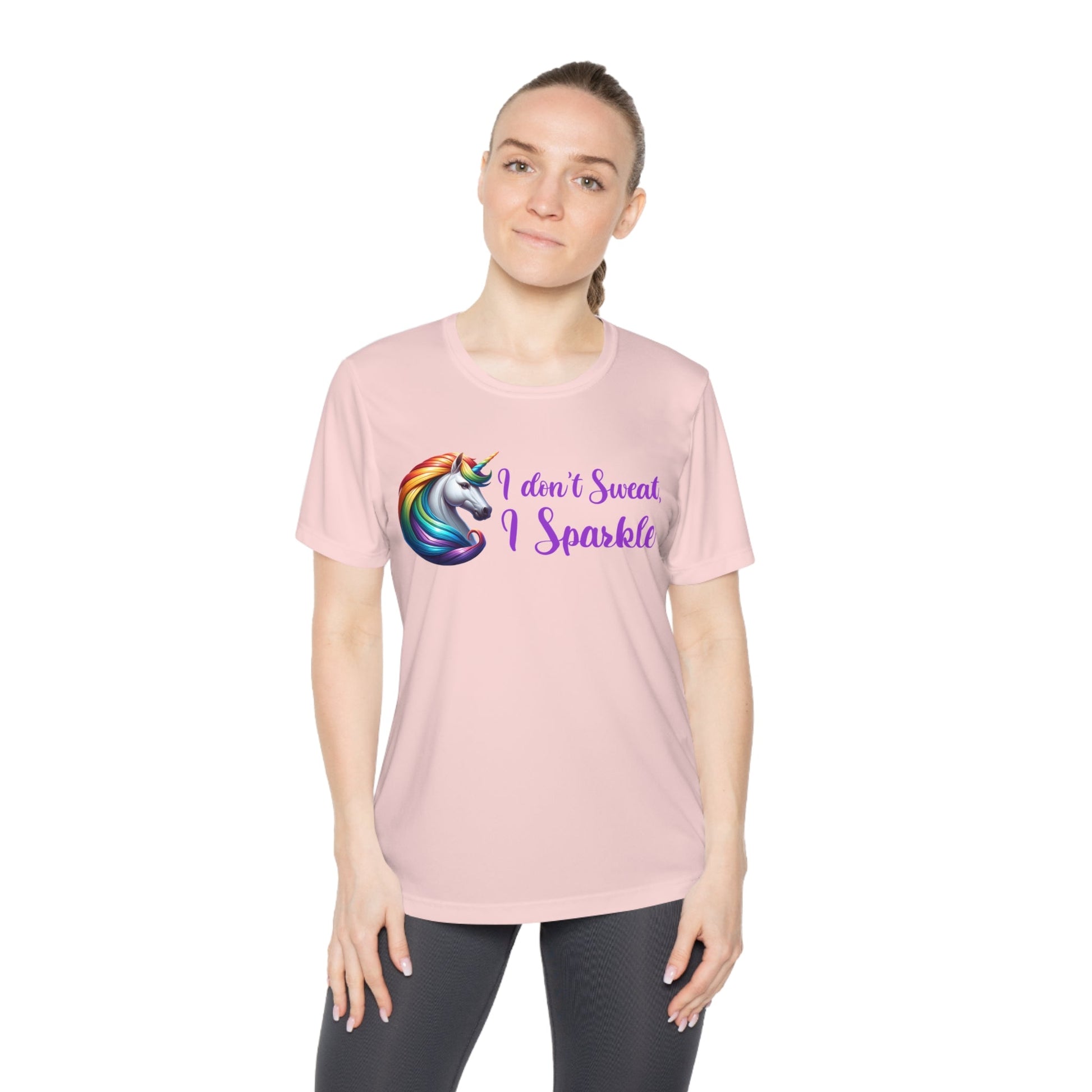 I Don't Sweat I Sparkle - Rainbow Unicorn - Ladies Competitor Tee - Forward Gear Athletics