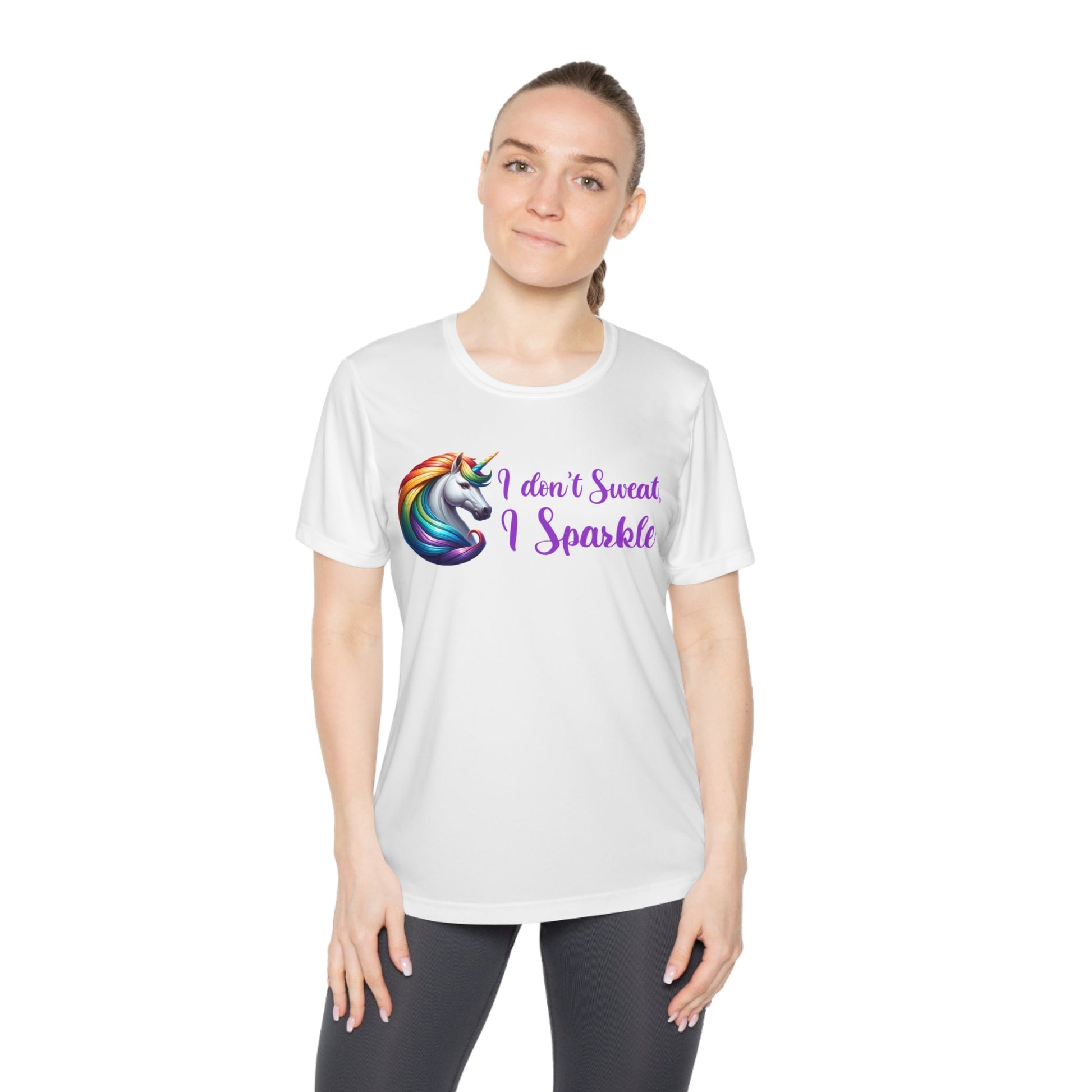 I Don't Sweat I Sparkle - Rainbow Unicorn - Ladies Competitor Tee - Forward Gear Athletics