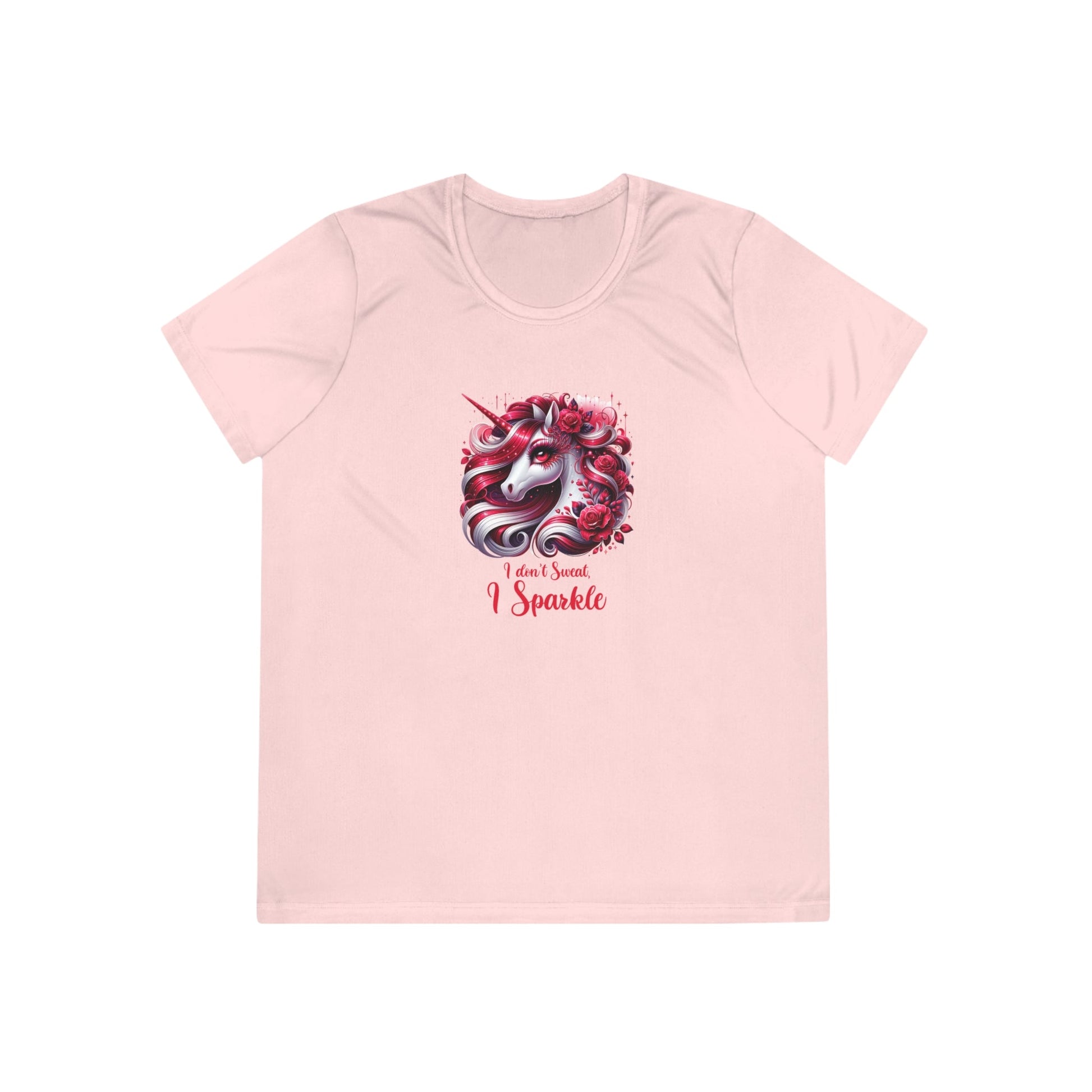 I Don't Sweat I Sparkle - Red Unicorn - Ladies Competitor Tee - Forward Gear Athletics