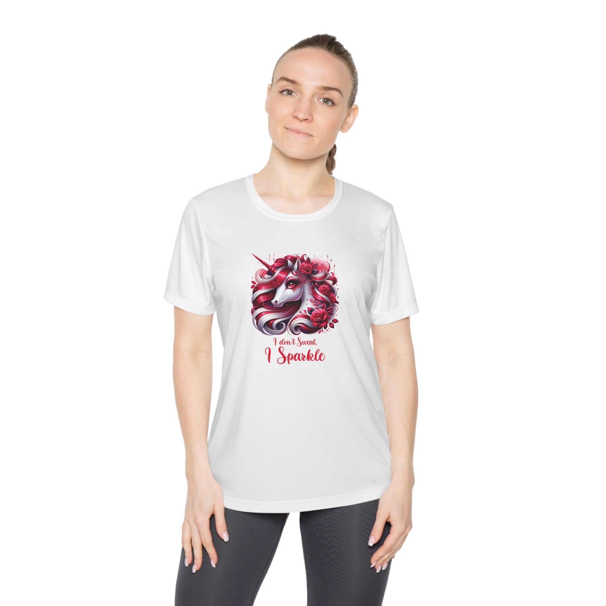 I Don't Sweat I Sparkle - Red Unicorn - Ladies Competitor Tee - Forward Gear Athletics
