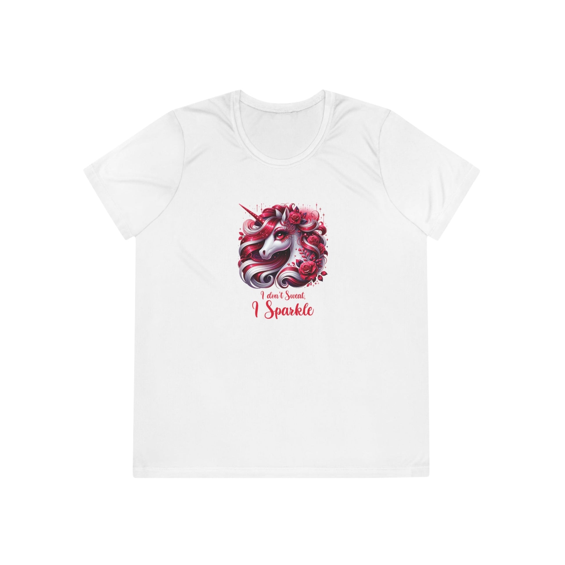 I Don't Sweat I Sparkle - Red Unicorn - Ladies Competitor Tee - Forward Gear Athletics