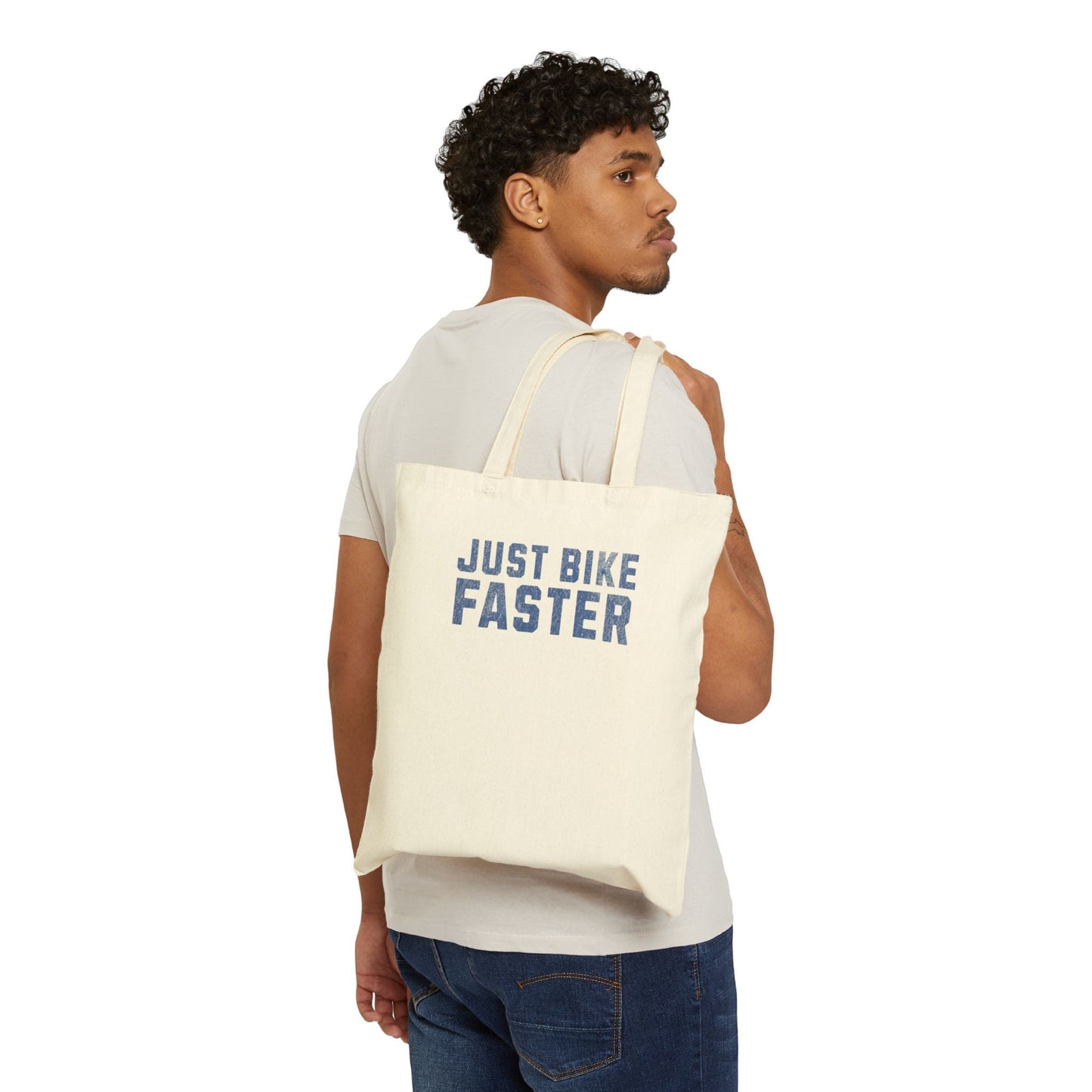 Just Bike Faster - Cotton Canvas Tote Bag - Forward Gear Athletics