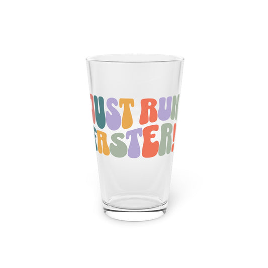 Just Run Faster - Retro - Pint Glass, 16oz - Forward Gear Athletics