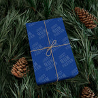 Just Run Faster - Running Themed Gift Wrapping Paper - Blue on Blue - Forward Gear Athletics