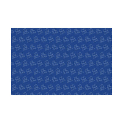 Just Run Faster - Running Themed Gift Wrapping Paper - Blue on Blue - Forward Gear Athletics