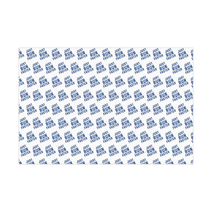 Just Run Faster - Running Themed Gift Wrapping Paper - Blue on White - Forward Gear Athletics