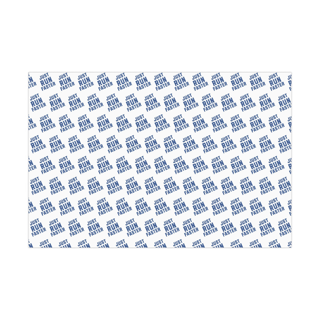 Just Run Faster - Running Themed Gift Wrapping Paper - Blue on White - Forward Gear Athletics