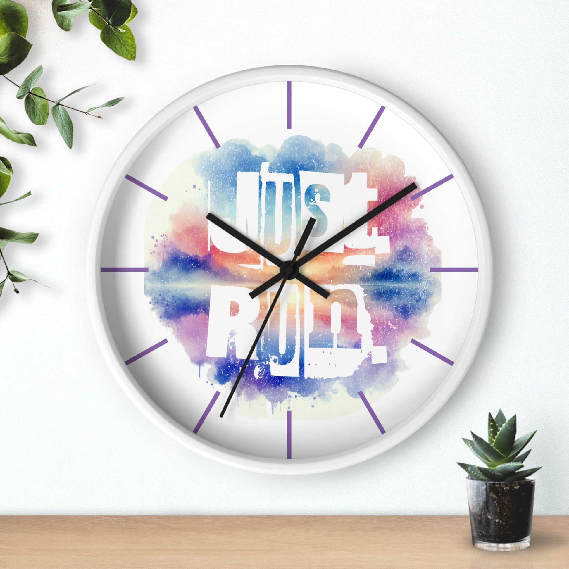 Just Run Motivational Wall Clock - Colorful Home Decor for Runners - Forward Gear Athletics