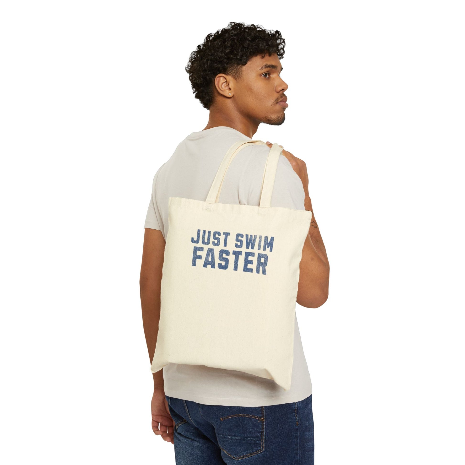 Just Swim Faster - Cotton Canvas Tote Bag - Forward Gear Athletics