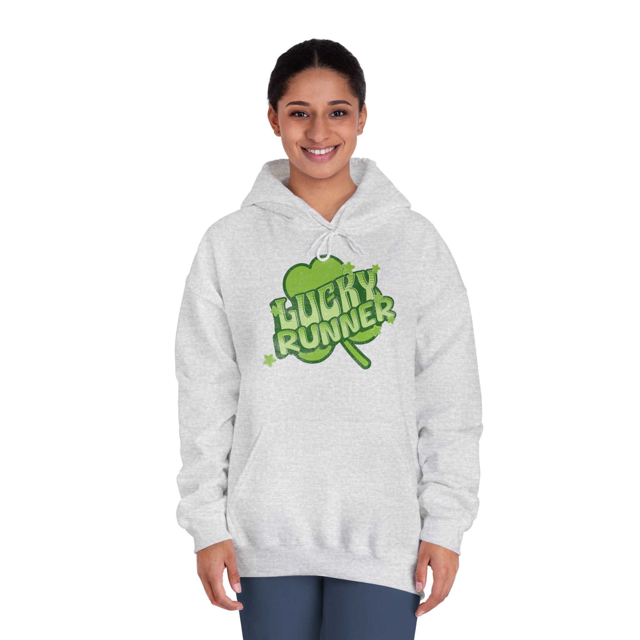 Lucky Runner Shamrock - Unisex DryBlend Hooded Sweatshirt - Forward Gear Athletics
