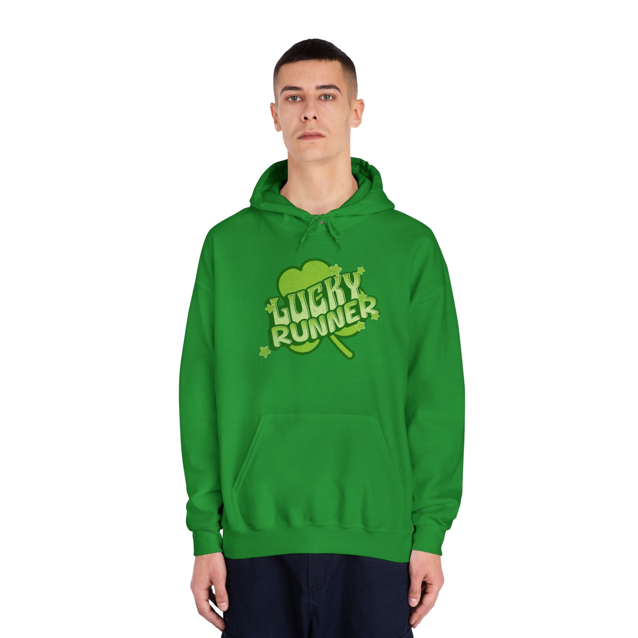 Lucky Runner Shamrock - Unisex DryBlend Hooded Sweatshirt - Forward Gear Athletics