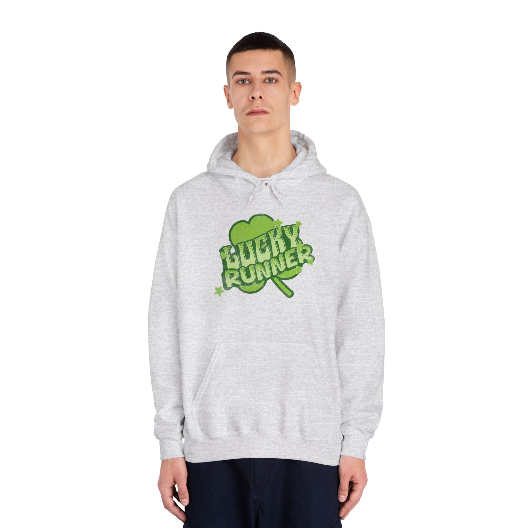 Lucky Runner Shamrock - Unisex DryBlend Hooded Sweatshirt - Forward Gear Athletics