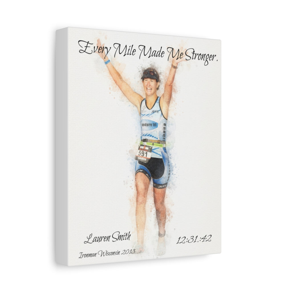 Custom Watercolor Race Finisher Canvas - Matte Canvas, Stretched, 1.25"