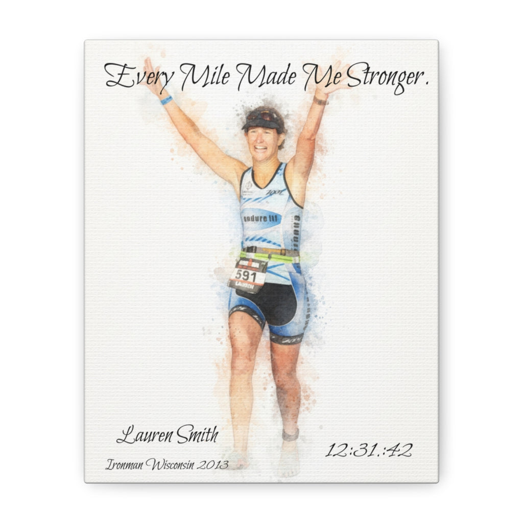 Custom Watercolor Race Finisher Canvas - Matte Canvas, Stretched, 1.25"