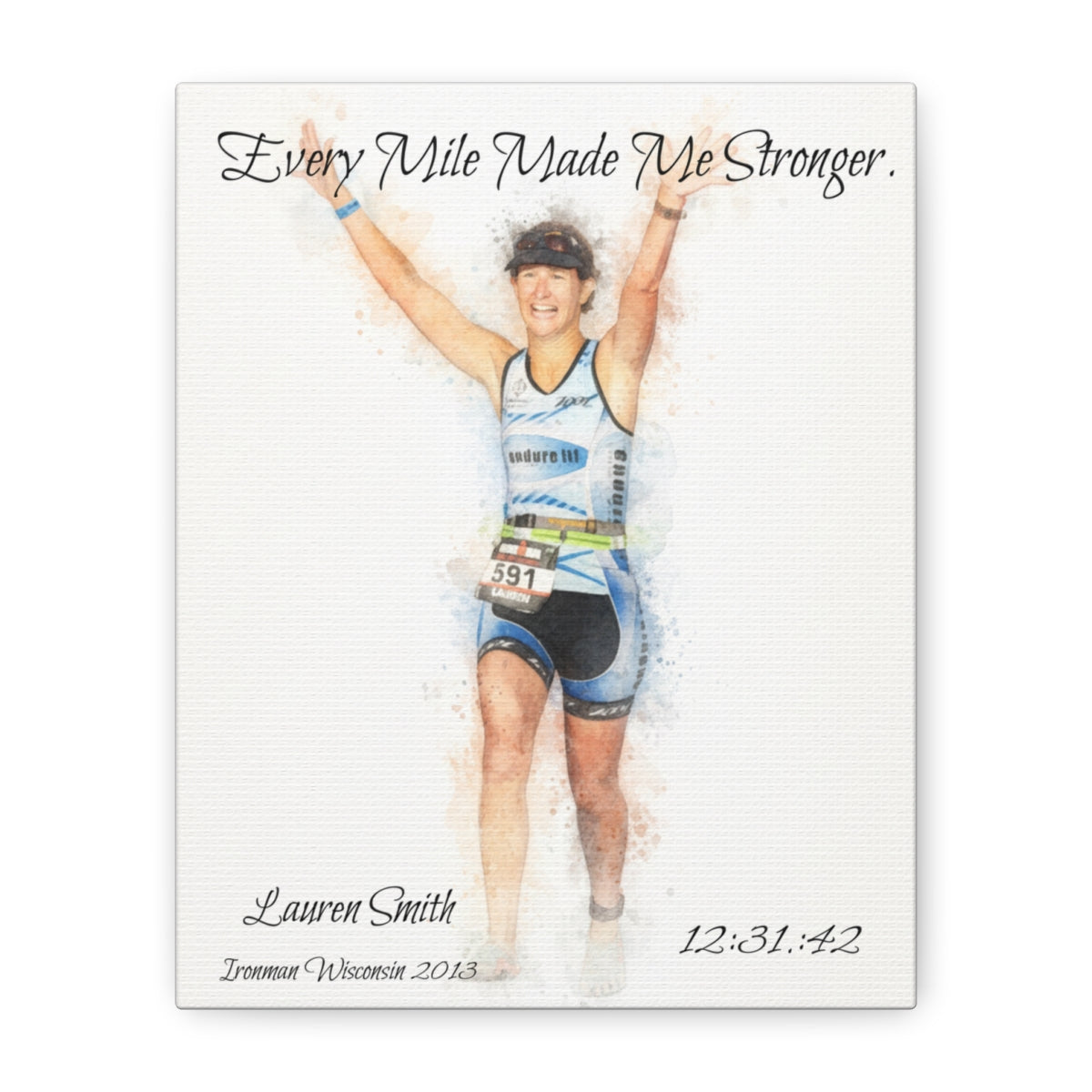 Custom Watercolor Race Finisher Canvas - Matte Canvas, Stretched, 1.25"
