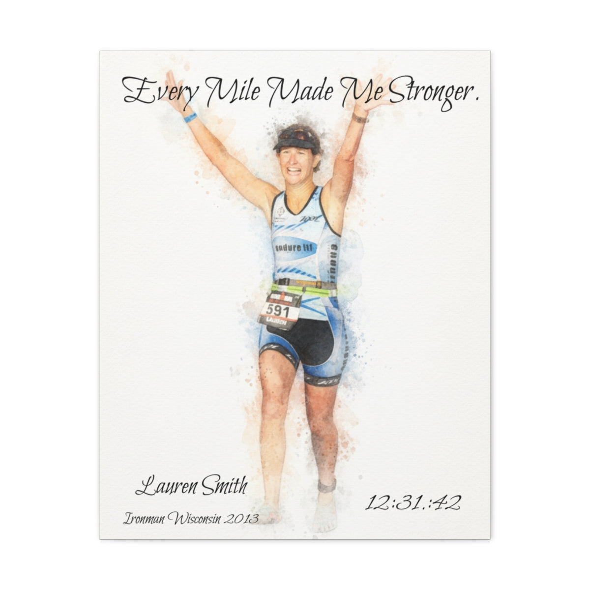 Custom Watercolor Race Finisher Canvas - Matte Canvas, Stretched, 1.25"
