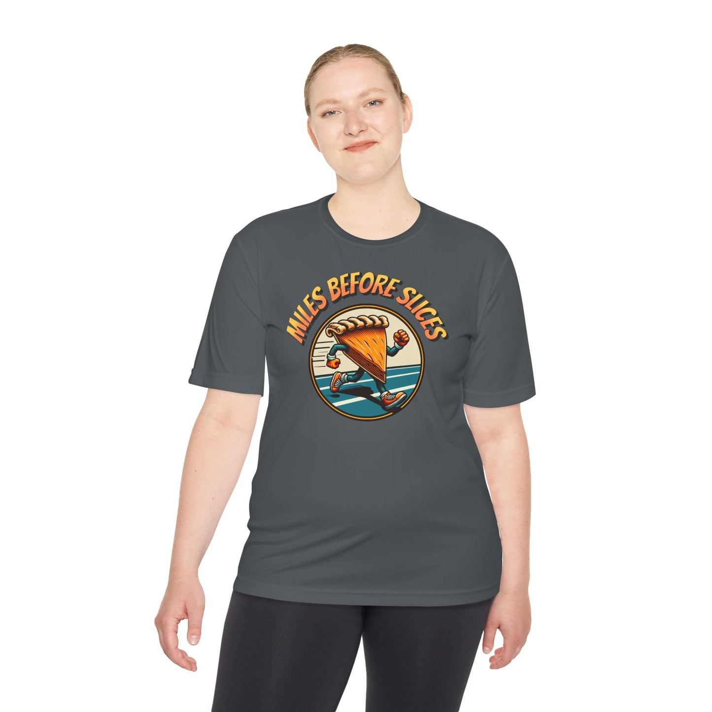 Miles Before Slices - Pumpkin Pie Runner - Unisex Moisture Wicking Tee - Forward Gear Athletics