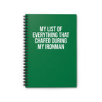 My List of Everything that Chafed During My Ironman - Spiral Notebook, Ruled Line - Forward Gear Athletics