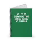 My List of Everything that Chafed During My Ironman - Spiral Notebook, Ruled Line - Forward Gear Athletics