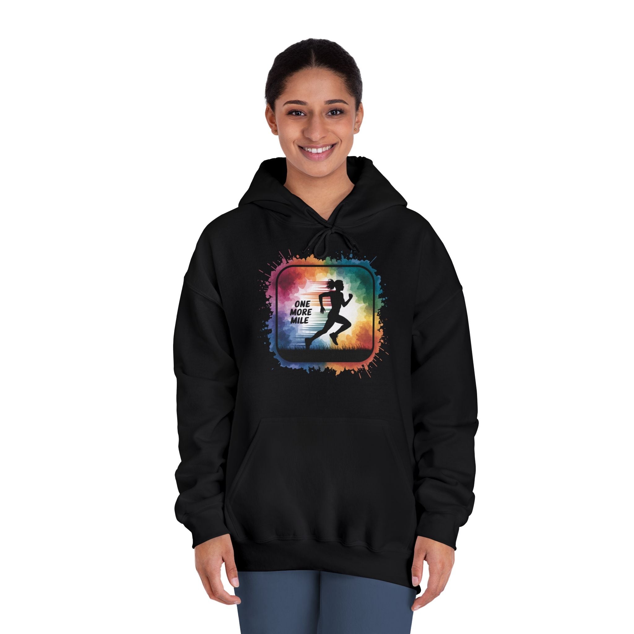 One More Mile Rainbow Woman Runner - Unisex DryBlend Hooded Sweatshirt - Forward Gear Athletics