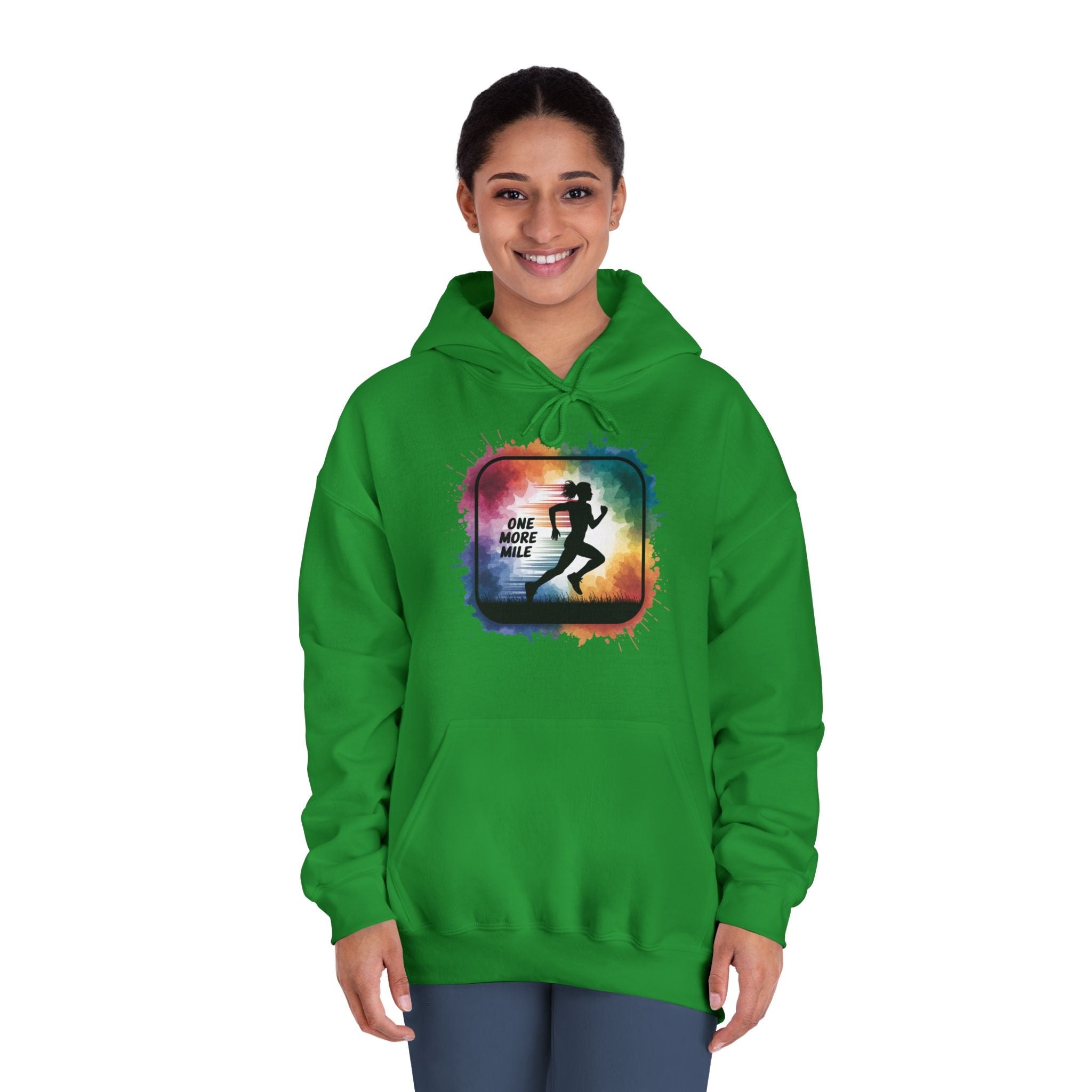 One More Mile Rainbow Woman Runner - Unisex DryBlend Hooded Sweatshirt - Forward Gear Athletics